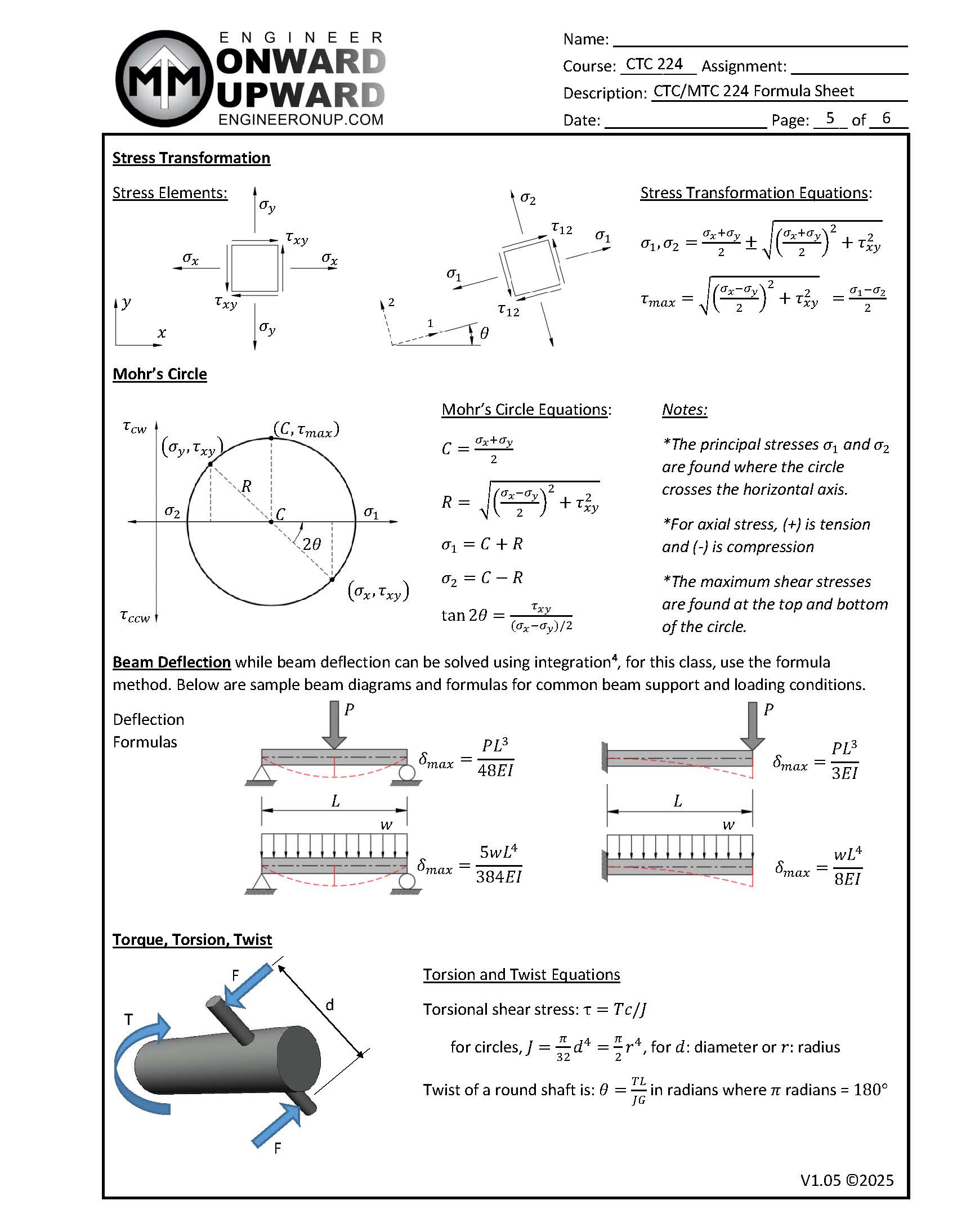 Formula Sheet Page 5